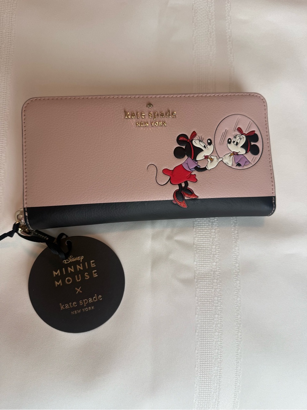 kate spade Minnie Mouse Pink and Black Zip-Around Wallet